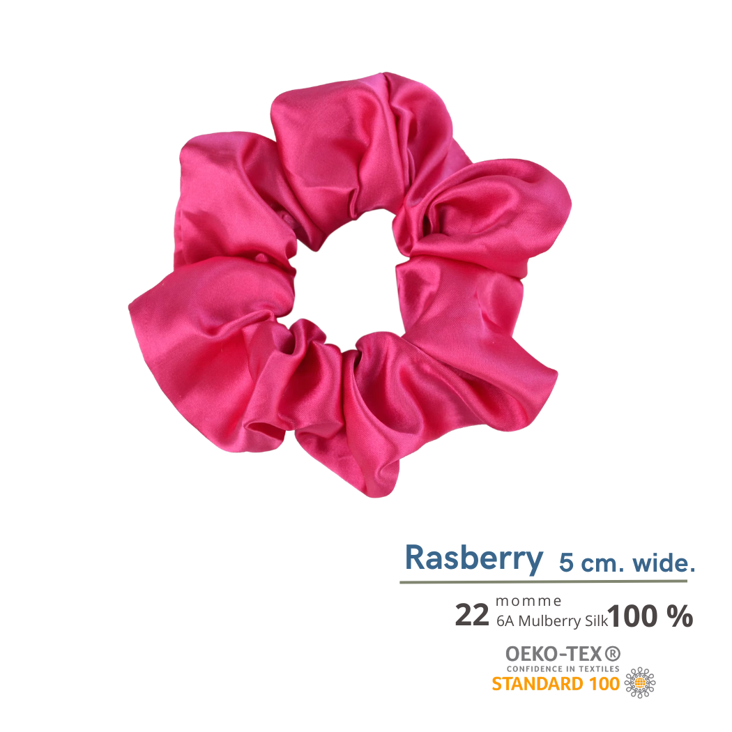 Rasberry 5 cm wide Silk Scrunchie