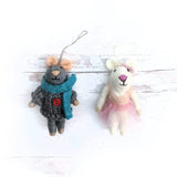 Organic Wool Mice Ornaments