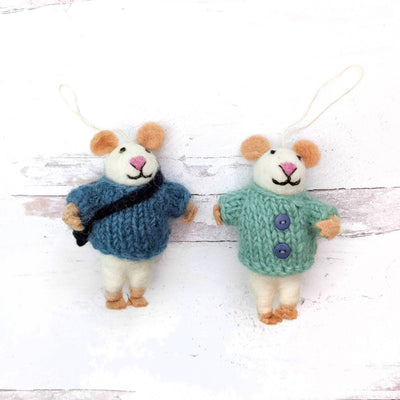 Organic Wool Mice Ornaments